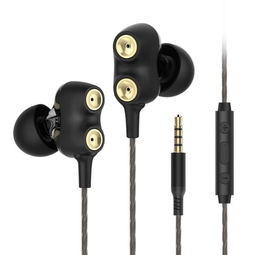 兰士顿D2双动圈耳机入耳式 重低音运动耳机挂耳式 耳机k歌电脑耳麦MP3通用耳塞式 HiFi降噪音乐耳机 黑色耳机产品图片1